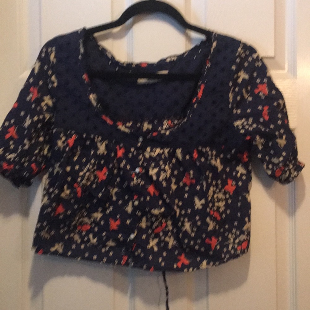 Hollister button up crop top